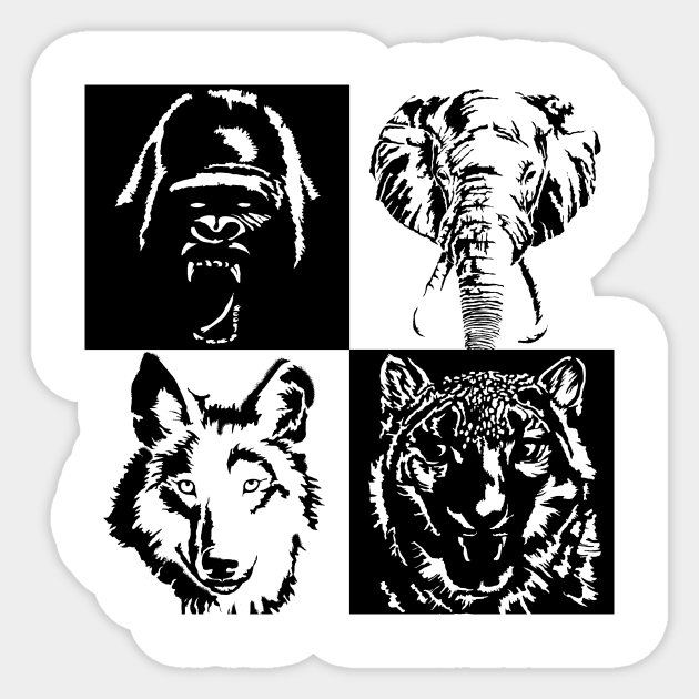 Wild animals mosaic Wild Animals Sticker TeePublic